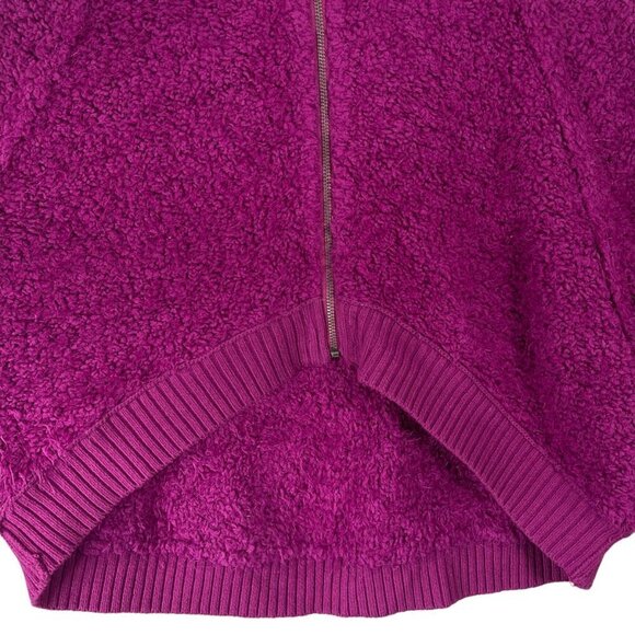 Free People Furry Time Hooded Jacket XS Cozy Sherpa Teddy Coat Zip Up Hot Pink - Picture 4 of 11